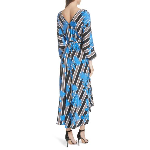 Diane Von Furstenberg Eloise Silk Wrap Dress Floral Stripe - Picture 3 of 13